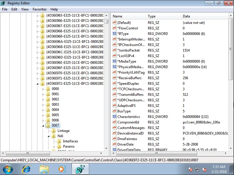 Class entry of a running Windows instance