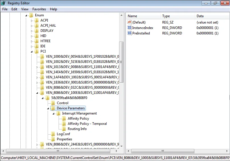 Enum entry of a running Windows instance