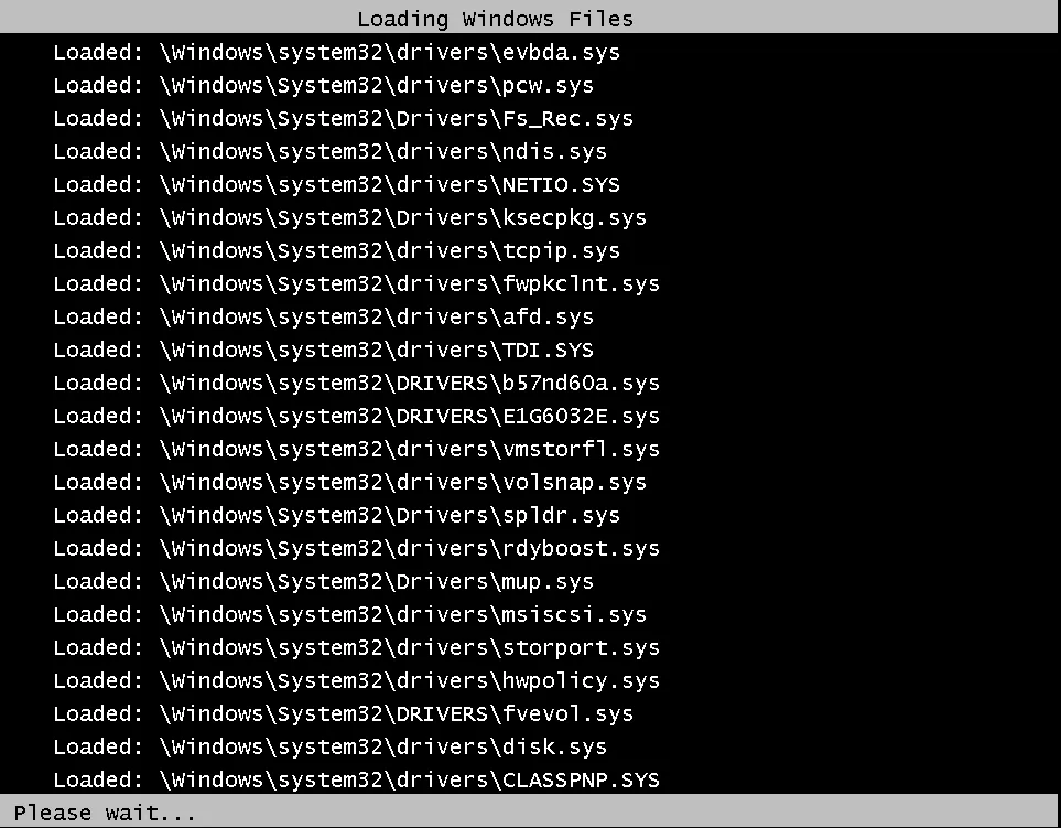 Screenshot of the boot output into Safe Mode from iSCSI (2/2).